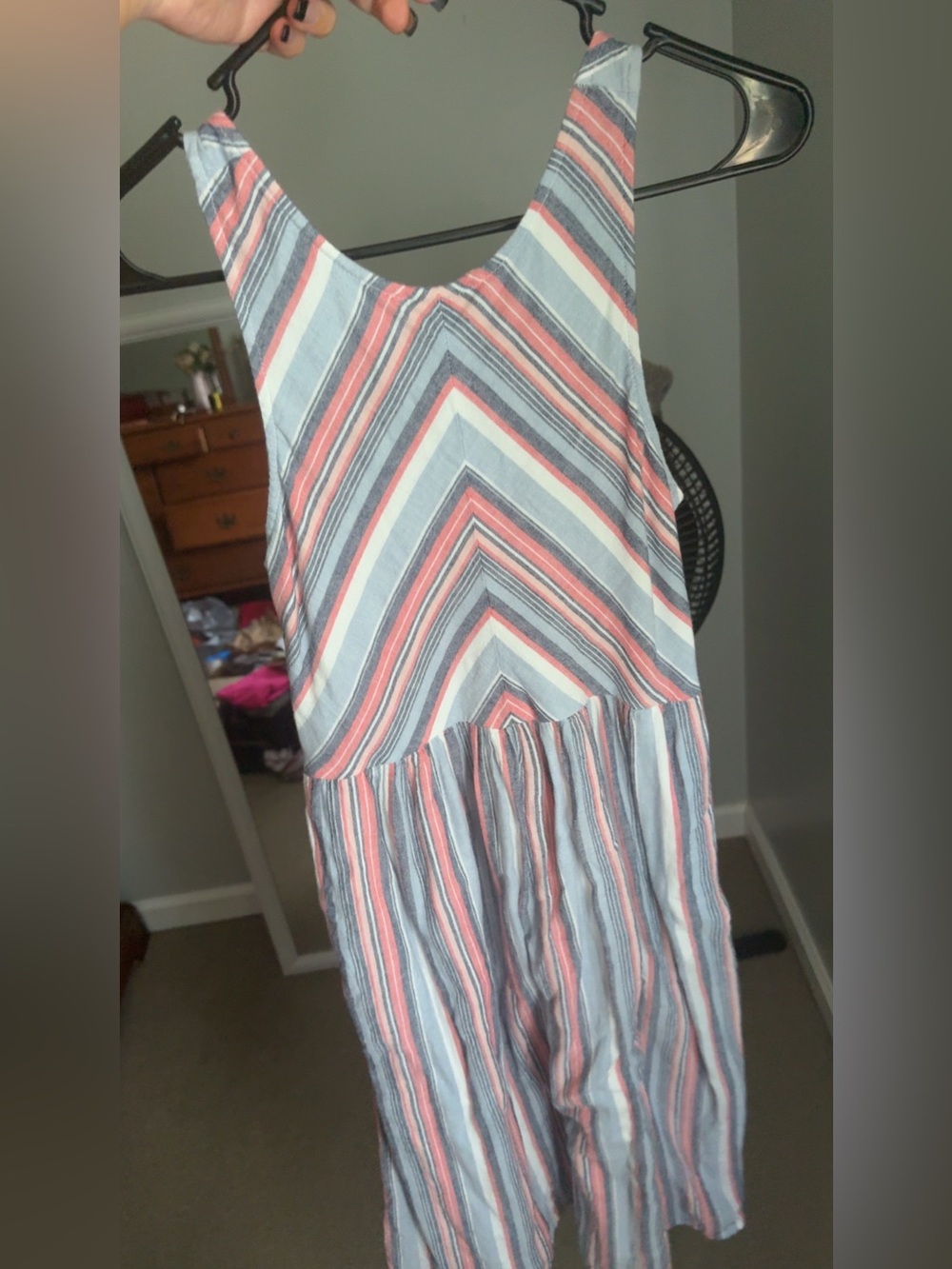 True Craft Sleeveless Stripe Top in Blue, Coral & White